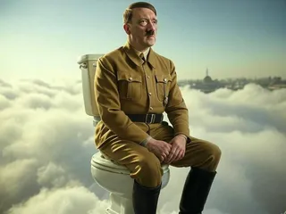 Человек с усами срет