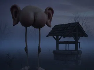 Ходячая жопа с ушками возле колодца