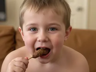 Мальчик ест гавно